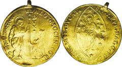 Venice. Alviso Mocenigo IV gold 10 Zecchini ND (1763-78), Friedberg 1419, NCS VG Details, mounted and damaged. This lot is too large for the NCS slab holder but comes with the NCS certificate of authe