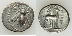 Ancients Ancient Lots ANCIENT LOTS. Greek. Ca. 450-300 BC. Lot of five (5) coins: four (4) Greek silver and one (1) Greek bronze coins. Fine - VF.  Lot of 5 coins. Includes drachm of Ephesus // drachm