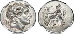 Ancients Ancients THRACIAN KINGDOM. Lysimachus (305-281 BC). AR tetradrachm (29mm, 17.22 gm, 12h). NGC Choice AU ★ 5/5 - 5/5, Fine Style. Pergamum, ca. 287/6-282 BC. Diademed head of the deified Alexa