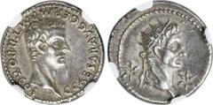 Ancients Ancients Gaius 'Caligula' (AD 37-41), with Divus Augustus (died AD 14). AR denarius (19mm, 3.75 gm, 2h). NGC Choice XF ★ 5/5 - 4/5. Lugdunum, AD 37. C CAESAR AVG GERM • P • M • TR • POT COS, 