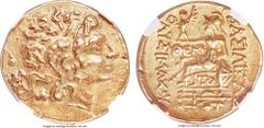Ancients PONTIC KINGDOM. Time of Mithradates VI (120-63 BC). AV stater (20mm, 8.27 gm, 12h). NGC AU 5/5 - 5/5. In name and types of Lysimachus of Thrace, Tomis, 88-86 BC. Diademed head of deified Alex