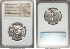Ancients SICYONIA. Sicyon. Ca. 225-215 BC. AR tetradrachm (28mm, 16.96 gm, 5h). NGC Choice XF 4/5 - 4/5. Posthumous issue in the name and type of Alexander III the Great of Macedon, Social War Issue, 