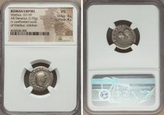 Ancients Vitellius (AD 69). AR denarius (18mm, 2.95 gm, 5h). NGC VG 4/5 - 4/5. Rome. A VITELLIVS GERM IMP AVG TR P, laureate head of Vitellius right / LIBERI IMP GERM AVG, bareheaded and draped busts 