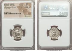 Ancients Pupienus (April-June AD 238). AR denarius (19mm, 2.19 gm, 12h). NGC MS 5/5 - 3/5. Rome. IMP C M CLOD PVPIENVS AVG, laureate, draped and cuirassed bust of Pupienus right / PAX PVBLICA, Pax sea