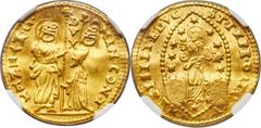 Islamic Dynasties Ottoman Empire. temp. Mehmed IV to Suleyman II (AH 1058-1102 / AD 1648-1691) gold Double-Counterstamped Ashrafi ND (from AH 1099 / AD 1687) AU53 NGC,  3.43g, 21mm, Wilski Sah 02 (thi