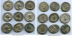 Ancients Ancient Lots ANCIENT LOTS. Roman Imperial. Ca. 3rd century AD. Lot of nine (9) AR antoniniani. Fine-Choice XF.  Includes: (3) Gordian III, one of which is a brockage // (1) Philip I // (1) Ph