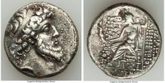Ancients Greek SELEUCID KINGDOM. Demetrius II Nicator, Second Reign (129-125 BC). AR tetradrachm (26mm, 16.02 gm, 12h). VF. Damascus, dated Seleucid Era 184 (129/8 BC). Diademed, bearded head of Demet