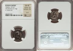 Ancients Roman Imperial Vitellius (AD 69). AR denarius (18mm, 3.13 gm, 7h). NGC Choice VF 5/5 - 3/5, scuff.  Rome, July-December AD 69. A VITELLIVS GERM IMP AVG TR P, laureate head of Vitellius right 