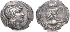 Ancients ATTICA. Athens. Ca. 165-42 BC. AR tetradrachm (29mm, 16.45 gm, 12h). NGC Choice XF 3/5 - 5/5. New Style coinage, Roman occupation under Sulla. 86-84 BC, by M. Licinius Lucullus. Head of Athen