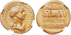 Ancients Trajan (AD 98-117). AV aureus (20mm, 7.04 gm, 5h). NGC VF 5/5 - 4/5. Rome, AD 112-113. IMP TRAIANVS AVG GER DAC P M TR P COS VI P P, laureate, draped and cuirassed bust of Trajan right, seen 