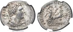 Ancients Trajan (AD 98-117). AR Restoration Issue denarius (20mm, 3.17 gm, 7h). NGC Choice XF 4/5 - 4/5. Moneyer Faustus Cornelius Sulla, Rome, AD 107. FEELIX, diademed bust of Hercules (or Sulla?) ri