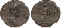 Ancients Commodus (AD 177-192). AE medallion (38mm, 49.92 gm, 11h). NGC Choice VF 5/5 - 2/5, lt smoothing. Rome, AD 189. M COMMODVS ANTONINVS-PIVS FELIX AVG BRIT, laureate, draped and cuirassed bust o