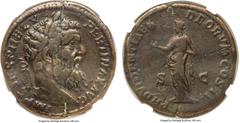 Ancients Pertinax (1 January-28 March AD 193). AE sestertius (32mm, 24.19 gm, 12h). NGC VF★ 5/5 - 4/5, Fine Style, lt smoothing. Rome. IMP CAES P HELV-PERTINAX AVG, laureate head of Pertinax right / P