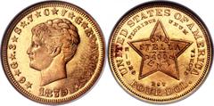 Proof Four Dollar Gold Pieces 1879 $4 PR66 Cameo NGC, Judd-1638, Pollock-1838. The 1879 Coiled Hair stellas are among the rarest and most valuable issues in American numismatics. PCGS CoinFacts and US