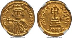 Ancients Constans II Pogonatus (AD 641-668). AV solidus (19mm, 4.44 gm, 6h). NGC MS 4/5 - 4/5. Rome mint. Dated Indictional Year 3 (644/5). ∂N CONSτAN τINЧS PP AVς, crowned facing bust, wearing chlamy