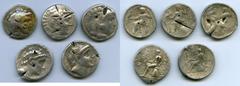 Ancients Greek ANCIENT LOTS. Greek. Macedonian and Seleucid Kingdoms. Ca. 336-187 BC. Lot of five (5) AR tetradrachms. VG-Fine, test cuts, bankers punches. Includes: (3) Macedonian Kingdom, Alexander 