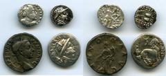 Ancients Ancient Lots ANCIENT LOTS. Eastern cultures and Roman Empire AR issues. Lot of two (2) AR obols, (1) AR hemidrachm, (1) AR denarius. Fine-VF. Includes: (1) Yueh Chi imitative in central Asia 