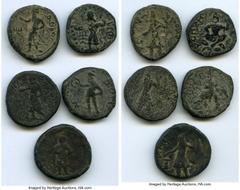 Ancients Ancient Lots ANCIENT LOTS. India. Kushan Empire. Ca. 2nd century AD. Lot of five (5) AE tetradrachms. Good-Fine. Includes: Kanishka I (ca. AD 127-151), AE tetradrachm, various deity reverses,