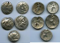 Ancients Ancient Lots ANCIENT LOTS. Greek. Macedonian and Seleucid Kingdoms. Ca. 336-223 BC. Lot of five (5) AR tetradrachms. VG-Fine, test cuts, bankers punches. Includes: (4) Macedonian Kingdom, Ale