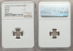 Islamic Dynasties Ottoman Empire. Selim I (AH 918-926 / AD 1512-1520) Akce AH 922 (AD 1516/7) AU55 NGC, Bitlis mint (in Turkey), A-A1321.1, Pere-Unl., Damali-9-BT-G1-922. 11mm. 0.66gm. Minted with an 