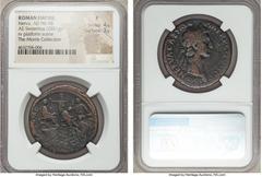 Ancients Nerva (AD 96-98). AE sestertius (33mm, 28.51 gm, 6h). NGC Fine 4/5 - 3/5. Rome, AD 96. IMP NERVA CAES AVG-P M TR P COS III P P, laureate head of Nerva right / CONGIAR-P R, Nerva seated right 