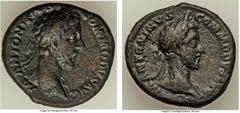 Ancients Commodus (AD 177-192). AE as (26mm, 11.13 gm, 6h). VF. Two Obverses Series. M ANTONINVS-COMMODVS AVG, laureate head right, drapery on left shoulder / M ANTONINVS-COMMODVS AVG, laureate head r