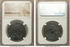 Ancients Commodus (AD 177-192). AE sestertius (33mm, 20.64 gm, 10h). NGC AU 4/5 - 1/5. Rome, AD 181-182. M•ANTONINVS-COMMODVS AVG, laureate head of Commodus right / VIRTVTI•AVGVSTI TR P VII•IMP IIII C