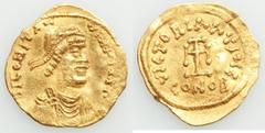 Ancients Byzantine Constantine IV Pogonatus (AD 668-685). AV tremissis (17mm, 1.33 gm, 6h). About XF, wavy flan. Constantinople. δ N CONSTAN-TINЧS PP AV, pearl-diademed, draped and cuirassed bust of C