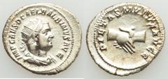 Ancients Roman Imperial Balbinus (AD 238). AR antoninianus (22mm, 4.39 gm, 1h). XF, porous. Rome, April-June AD 238. IMP CAES D CAEL BALBINVS AVG, radiate, draped and cuirassed bust of Balbinus right,