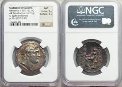 Ancients Greek SELEUCID KINGDOM. Demetrius I Soter (162-150 BC). AR tetradrachm (31mm, 16.77 gm, 12h). NGC AU 5/5 - 5/5. Antioch on the Orontes, dated Seleucid Era 161 (152/1 BC). Diademed head of Dem