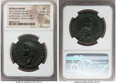 Ancients Roman Imperial Nero Claudius Drusus (died 9 BC). AE sestertius (34mm, 26.48 gm, 6h). NGC VF 5/5 - 2/5. Rome, ca. AD 50-54. NERO•CLAVDIVS•DRVSVS•GERMANICVS•IMP, bare head of Nero Claudius Drus