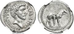 Ancient Coins Ancients Quintus Labienus, rebel Imperator (40-39 BC). AR denarius (20mm, 3.80 gm, 6h). NGC AU 5/5 - 3/5. Antioch or uncertain mint in Syria or southern Asia Minor, early 40 BC. Q•LABIEN