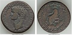Ancients Nero Claudius Drusus (died 9 BC) AE sestertius (36mm, 26.87 gm, 7h). Choice Fine. Rome, AD 42-43. NERO CLAVDIVS DRVSVS GERMANICVS IMP, bare head of Drusus left / TI CLAVDIVS CAESAR AVG P M TR
