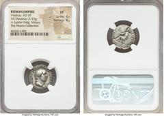 Ancients Vitellius (July-December AD 69). AR denarius (18mm, 3.37 gm, 7h). NGC VF 4/5 - 4/5. Rome. A VITELLIVS GERMAN IMP TR P, bare head of Vitellius right / IVPPITER-VICTOR, Jupiter seated left, Vic
