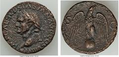 Ancients Vespasian (AD 69-79). AE as (26mm, 9.02 gm, 7h). About XF, roughness. Lugdunum, AD 77-78. IMP CAES VESPASIAN AVG COS VIII P P, laureate head of Vespasian left, globe at point of bust / Eagle 