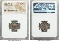 Ancients Pupienus (April-July AD 238). AR denarius (20mm, 2.33 gm 12h), NGC Choice XF 4/5 - 4/5. Rome. IMP C M CLOD PVPIENVS AVG, laureate, draped and cuirassed bust of Pupienus right, seen from behin