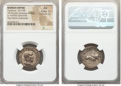 Ancients Pupienus (April-July AD 238). AR antoninianus (21mm, 4.06 gm, 12h). NGC AU 5/5 - 3/5. Rome. IMP CAES M CLOD PVPIENVS AVG, radiate and draped bust of Pupienus right / PATRES SENATVS, clasped h
