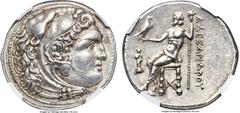 Ancients MACEDONIAN KINGDOM. Alexander III the Great (336-323 BC). AR tetradrachm (28mm, 17.08 gm, 12h). NGC Choice AU★ 5/5 - 5/5, Fine Style. Posthumous issue of uncertain mint in western Asia Minor,