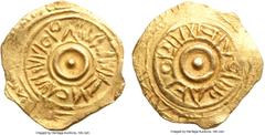 Italy Amalfi or Salerno. Anonymous gold 4 Tari or Imitative Dinar ND (c. 11th Century) Choice XF, cf. Biaggi-14-15, cf. MIR-2-4 (Amalfi), MIR-527-529 (Salerno), cf. MEC XIV-37-39. 20mm. 4.04gm. Copyin
