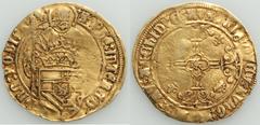 Belgium Brabant. Charles V (1506-1555) gold Florin d'Or (Philippusgulden) ND (1506-1521) VF (Bent), Antwerp mint, 1st emission, Delm-93, Vanhoudt-200. 25.5mm. 3.25gm. Saint Philip, nibate, facing, hol