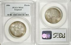 Victoria Gothic Florin 1886, S-3900, MS66 PCGS, Gem Uncirculated, a beauty with original silvery white luster having a faint ring of pale gold toning around both outer legends, the strike exceptionall