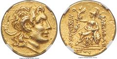 Ancients Greek THRACE. Byzantium. Ca. 2nd-1st centuries BC. AV stater (19mm, 8.37 gm, 12h). NGC Choice XF 5/5 - 2/5, scuffs. Ca. 100-96 BC. In the name and types of Lysimachus of Thrace. Diademed head