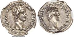 Ancients Roman Imperial Gaius 'Caligula' (AD 37-41), with Germanicus. AR denarius (20mm, 3.78 gm, 10h). NGC AU S 5/5 - 5/5. Rome or Lugdunum, AD 37-38. C•CAESAR•AVG•GERM•P•M•TR•POT, laureate head of C