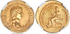 Ancients Roman Imperial Claudius I (AD 41-54). AV aureus (20mm, 7.79 gm, 3h). NGC Choice AU S 5/5 - 4/5. Rome, AD 46-47. TI•CLAVD•CAESAR•AVG•P•M•TR•P•VI•IMP•XI, laureate head of Claudius I right / CON