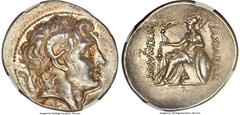 Ancients Greek THRACIAN KINGDOM. Lysimachus (305-281 BC). AR tetradrachm (32mm, 17.02 gm, 12h). NGC Choice AU S 5/5 - 4/5, Fine Style. Pergamum, ca. 287/6-282 BC. Diademed head of deified Alexander II