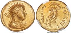 Ancients Greek PTOLEMAIC EGYPT. Ptolemy III Euergetes (246-222 BC). AV mnaieion or octodrachm (27mm, 27.74 gm, 11h). NGC AU 5/5 - 4/5. Posthumous issue of Alexandria, under Ptolemy IV, ca. 219-217 BC.