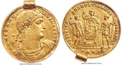 Ancients Roman Imperial Constantine I the Great (AD 307-337). AV medallion of 9 solidi (47mm, 41.88 gm, 5h). NGC Choice VF 5/5 - 2/5, Fine Style, mount. Constantinople, ca. AD 330. CONSTANTI-NVS MAX A