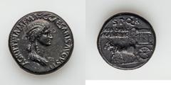 Ancients Roman Imperial Agrippina Senior (died AD 33). AE sestertius (35mm, 31.94 gm, 6h). Choice XF, details. Rome, ca. AD 37-41. AGRIPPINA M F MAT C CAESARIS AVGVSTI, draped bust of Agrippina Senior