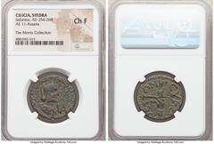 Ancients Roman Provincial CILICIA. Syedra. Salonina (AD 254-268). AE 11-assaria (26mm, 6h). NGC Choice Fine. KOPNHΛIA-CAΛΩWNINA-CEB, diademed, draped bust of Salonina right, seen from front, hair brus