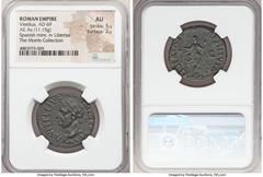 Ancients Roman Imperial Vitellius (AD 69). AE as (27mm, 11.15 gm, 6h). NGC AU 5/5 - 2/5. Spanish mint (Tarraco?), January-June AD 69. A VITELLIVS-IMP GERMAN, laureate head of Vitellius left / LIBERTAS